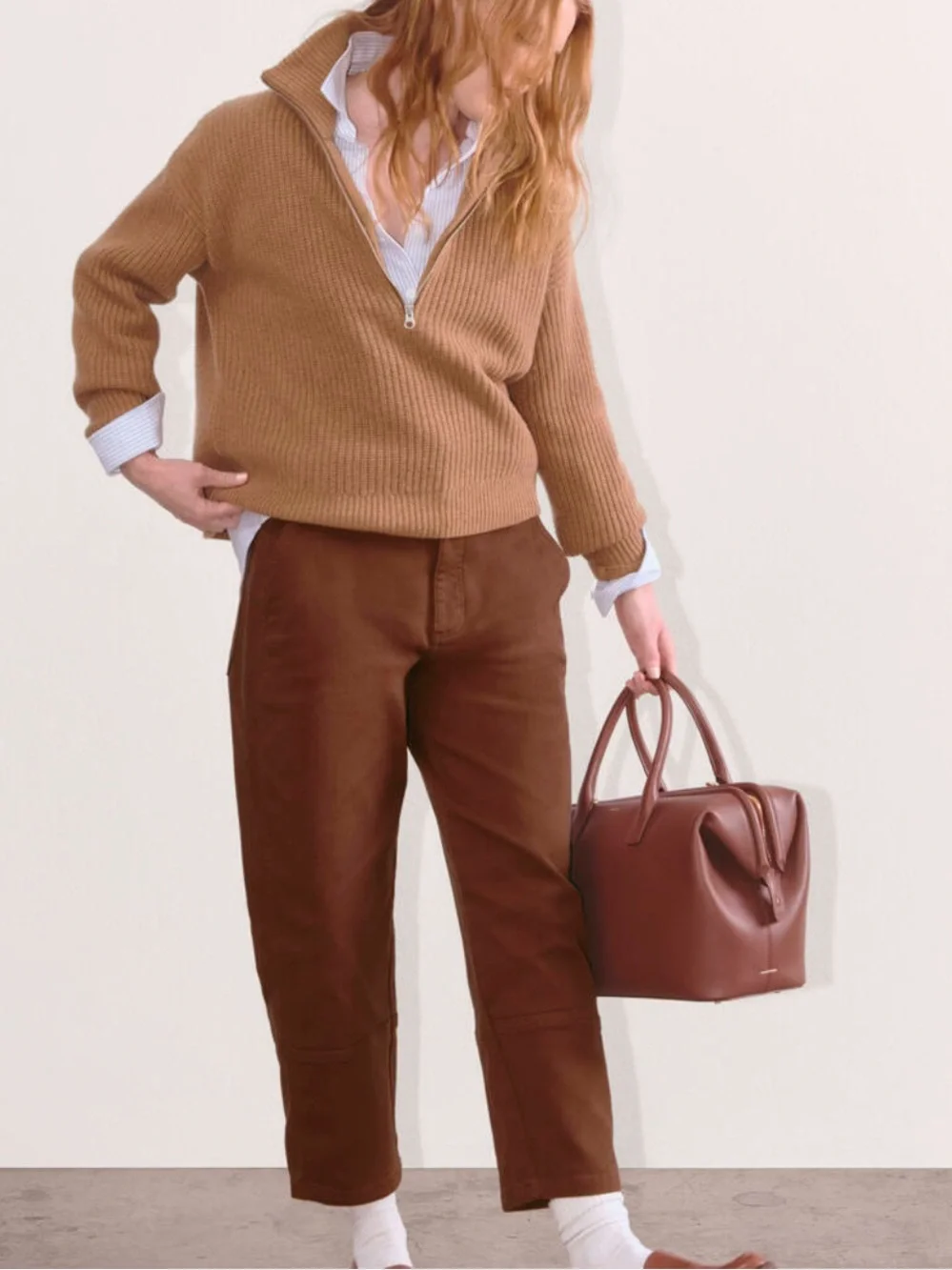 Everlane The Utility Barrel Pant High Waist Cropped Rosewood Pink Brown Size 8